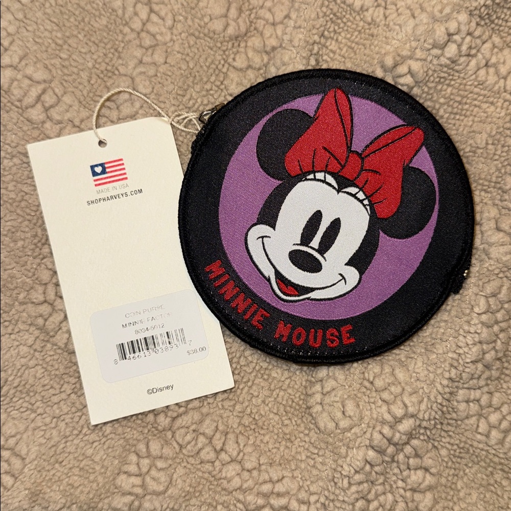 NWT Harveys Disney Minnie Mouse Round Coin Pouch with Red Bow - Picture 2 of 3